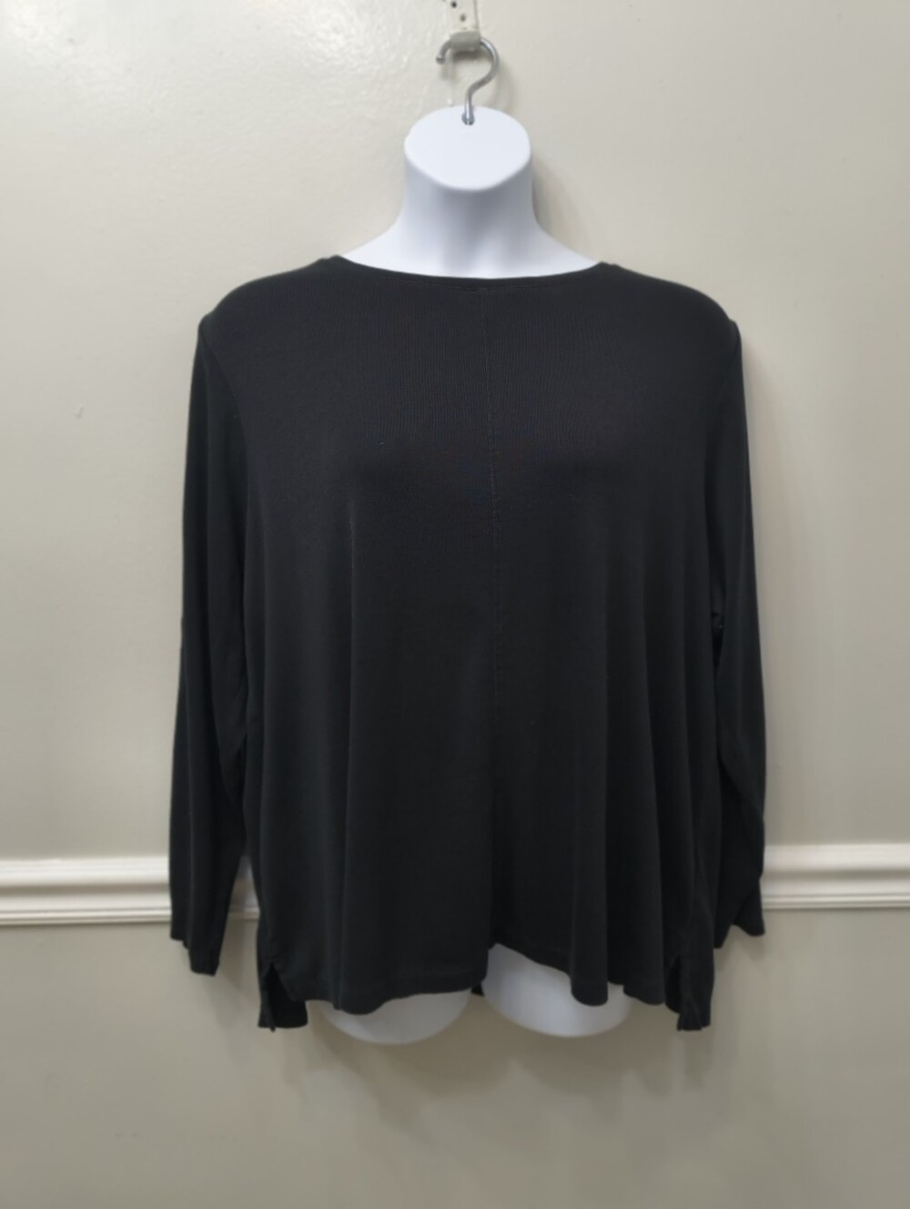 J. Jill Set Of Two Pima Cotton Crew-Neck High-Low Tee Black 3X Relaxed-Fit